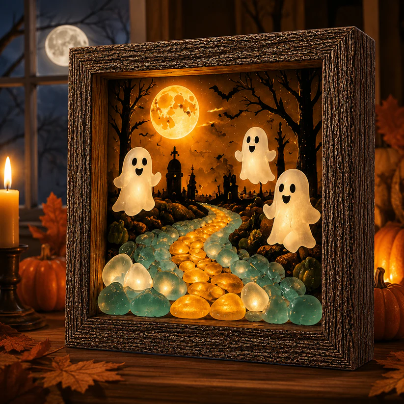 🔥Halloween Early Bird Sale🎃DIY Lighted Halloween Shadow Box Kit – Warm LED Fall Decor & Easy Seasonal Craft