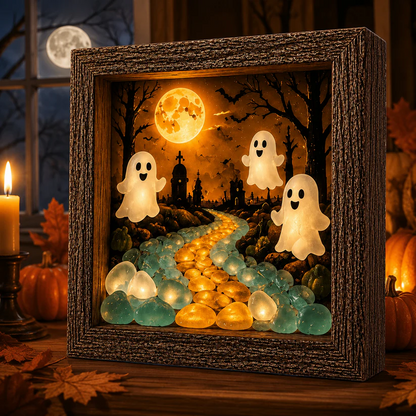 🔥Halloween Early Bird Sale🎃DIY Lighted Halloween Shadow Box Kit – Warm LED Fall Decor & Easy Seasonal Craft