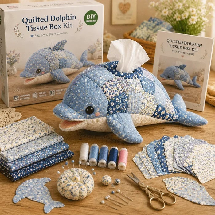 DIY Ocean Animal Tissue Box Sewing Kit - Fun Animal & Ocean Friends!
