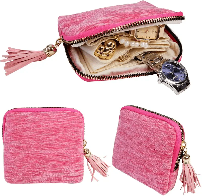 Jewelry Zippered Pocket CaseTravel Jewelry Bag PortableOrganizer