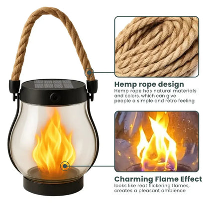 🔥Last Chance Before They're Gone! Solar Flame Lanterns – No Wiring, Auto-On at Dusk!