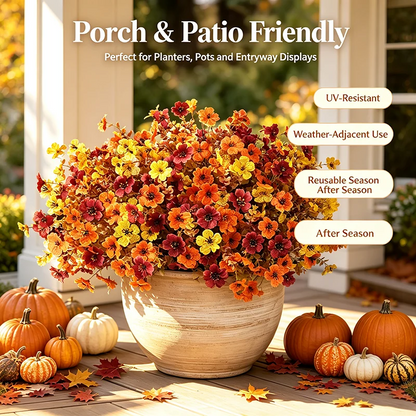 Fall Artificial Flower Halloween, UV Resistant Colorful Fake Flower