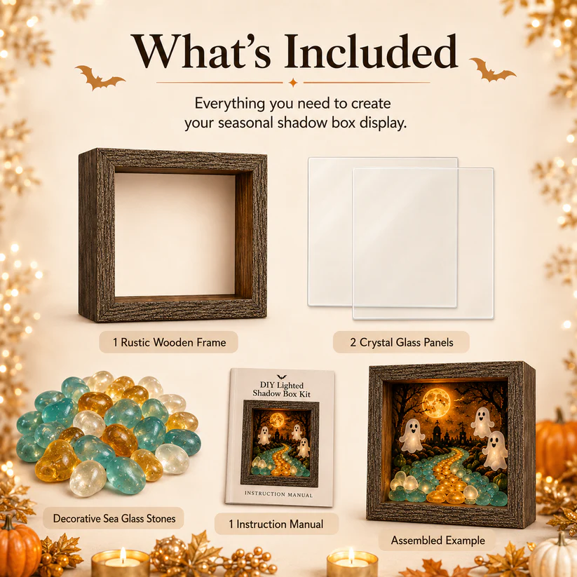 🔥Halloween Early Bird Sale🎃DIY Lighted Halloween Shadow Box Kit – Warm LED Fall Decor & Easy Seasonal Craft