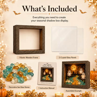 🔥Halloween Early Bird Sale🎃DIY Lighted Halloween Shadow Box Kit – Warm LED Fall Decor & Easy Seasonal Craft