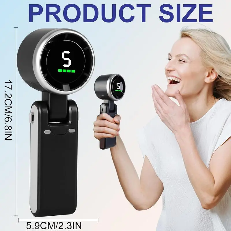 Portable 3 In 1 Rechargeable TurboHandheld Fan With 5 Speeds