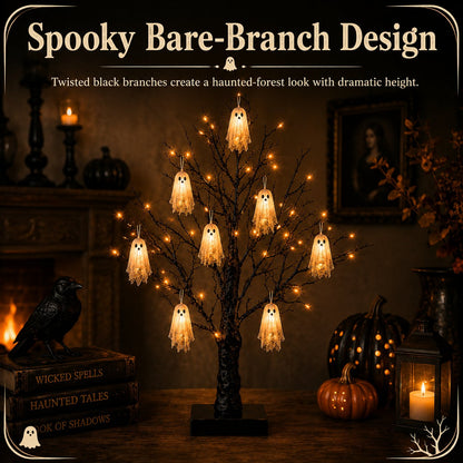 Vintage LED Halloween Ghost Tree