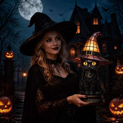 🔥 50% OFF——Magical Black Cat Witch Lamp 🐈‍⬛✨