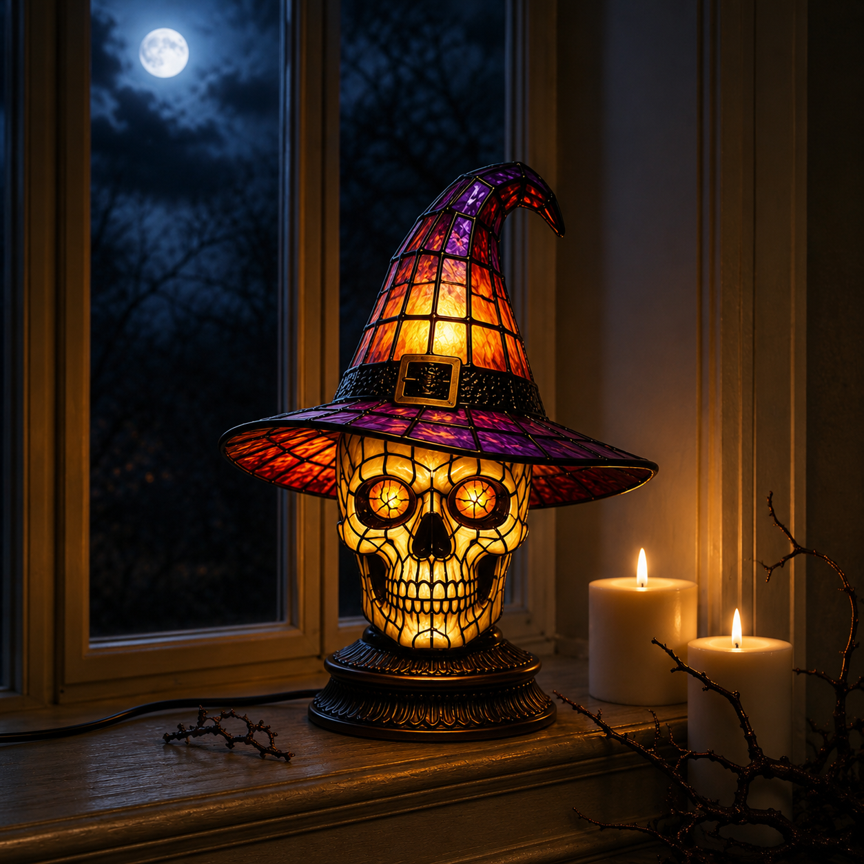 🎃7-Piece Halloween Stained Glass-Style Lighted Figurine Collection