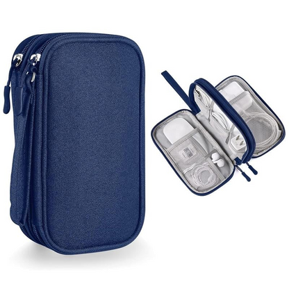 Cable Organizer Bag,Double Layer TravelPouch For Chargers,Cords & Tech Accessories
