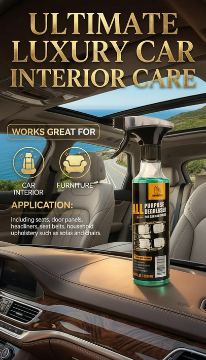 All-Purpose Degreaser Cleaner, Heavy-Duty Stain Remover Spray for Car Interior & Home, Lemon Scent 120ml Kit