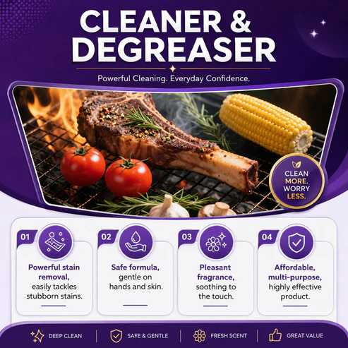 Heavy Duty BBQ Grill Cleaner Degreaser Spray For Grease And SmokyStain Removal