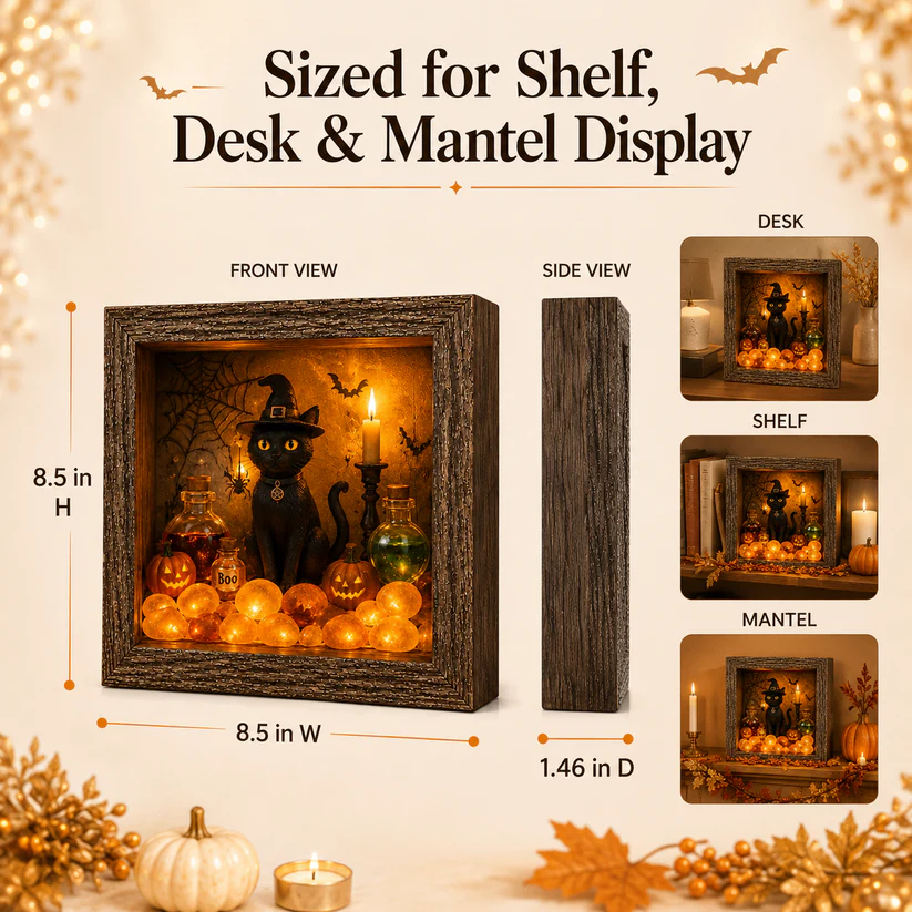 🔥Halloween Early Bird Sale🎃DIY Lighted Halloween Shadow Box Kit – Warm LED Fall Decor & Easy Seasonal Craft