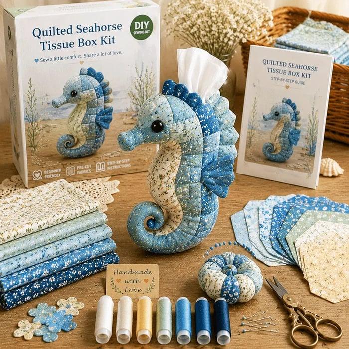 DIY Ocean Animal Tissue Box Sewing Kit - Fun Animal & Ocean Friends!