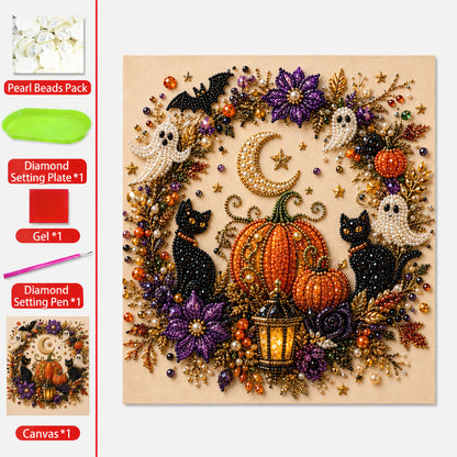 🔥Halloween Early Bird Sale🎃✨ Halloween Pearl Art DIY Kit – Turn Tiny Pearls into Spooky-Cute Magic