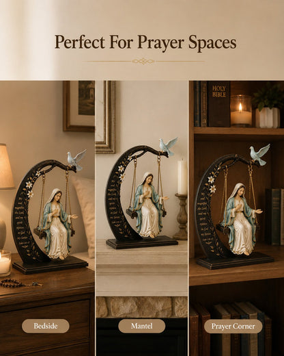 🔥 Buy 2 Get 1 Free ✝️ Blessed Mary Cradle Swing Sculpture – Luke 1:46-47 Christian Faith Table Decor
