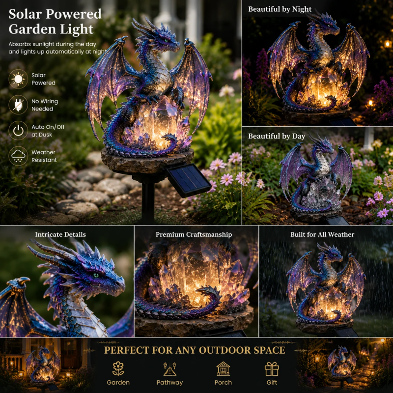 🔥HOT SALE✨ Amethyst Crystal Dragon🐉Solar Dragon Crystal Garden Light