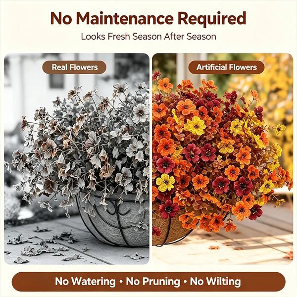 Fall Artificial Flower Halloween UV Resistant Colorful Fake Flower