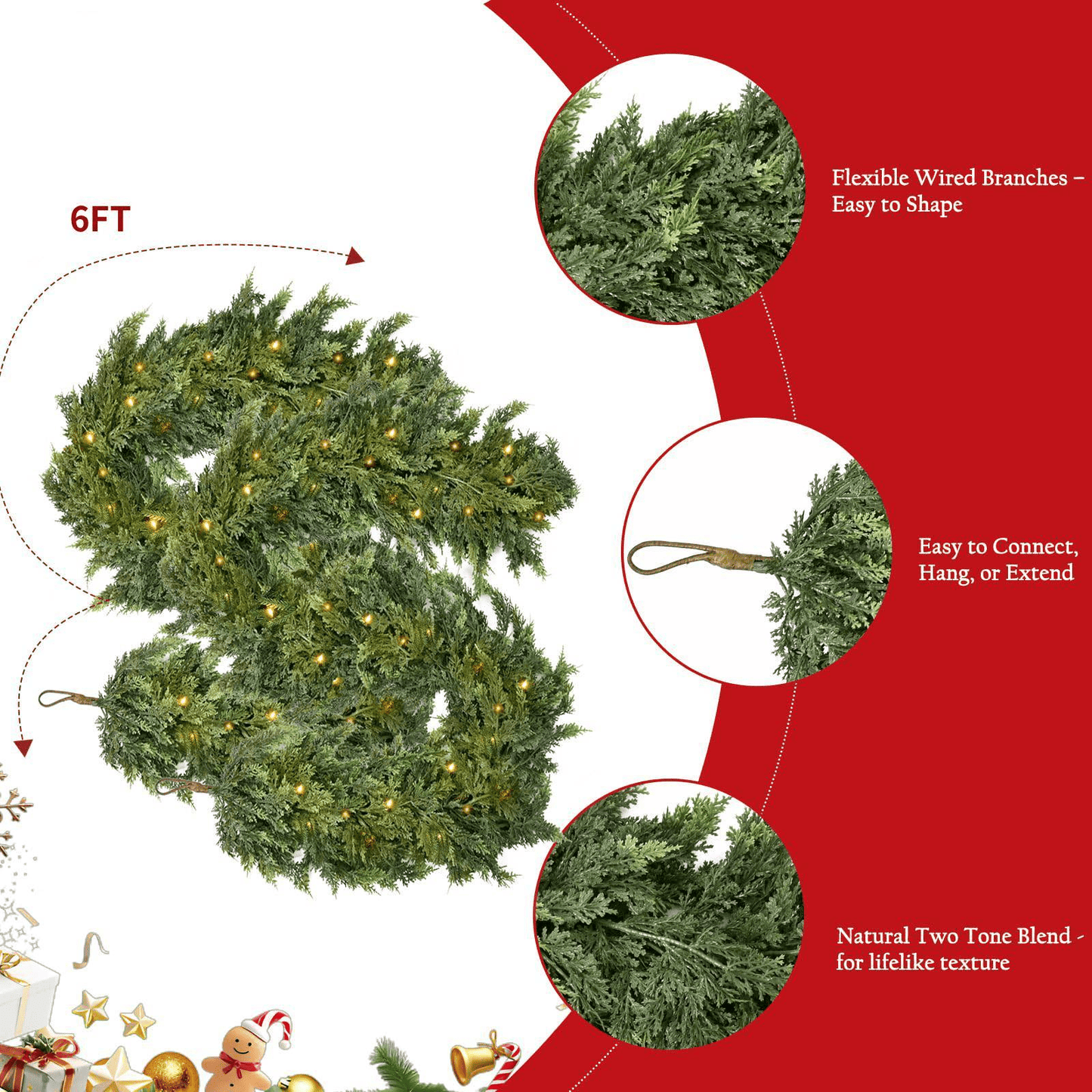 🏆2026 HOT SALE💥Christmas Cedar Garland