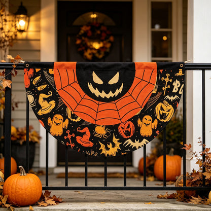 Halloween Scary Pumpkin Fan‑shaped Flag
