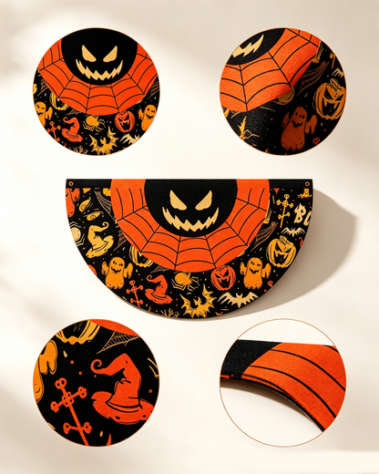 Halloween Scary Pumpkin Fan‑shaped Flag