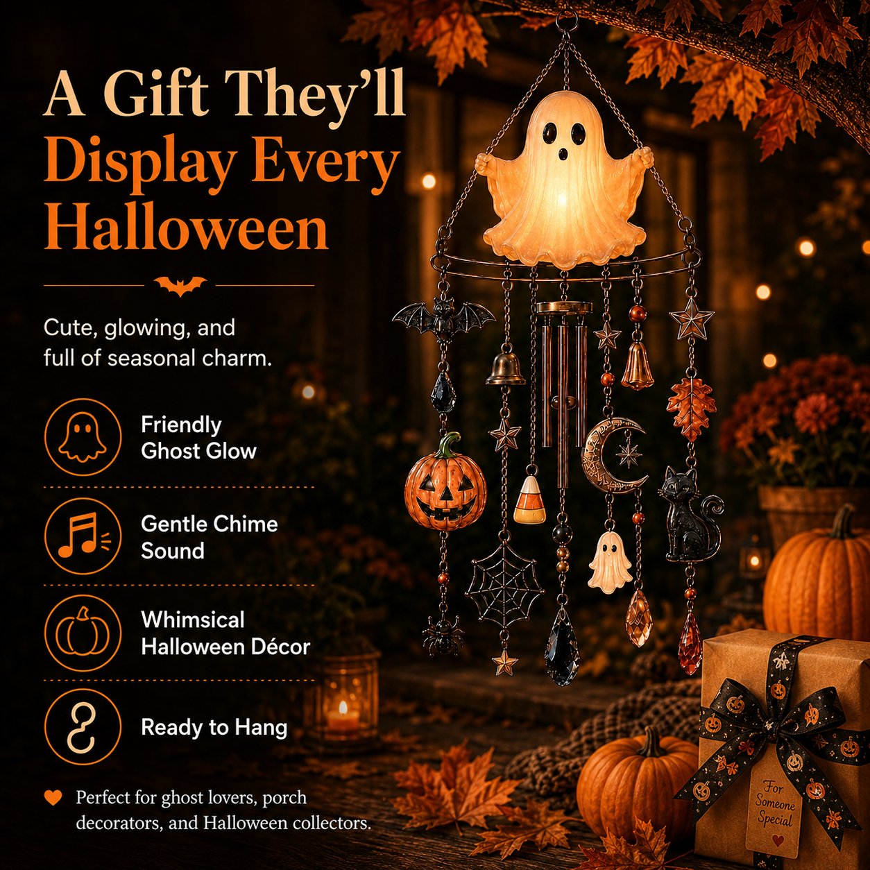 🔥Last Day 50% OFF-👻 Haunted Glow Ghost Wind Chime
