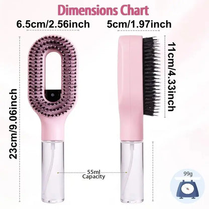 2026 new spray comb, double teeth design for scalp massage, styling comb, Hair brush for curly hair, anti-static, can be equipped with water or essential oil for hair care, salon hairdressing tools, Suitable for curly/straight hair