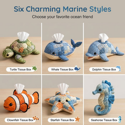 DIY Ocean Animal Tissue Box Sewing Kit - Fun Animal & Ocean Friends!