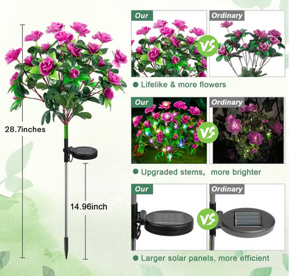 EverGlow Memorial Garden Bloom Lights – Solar Powered Outdoor Flower Stakes (4 Pack)