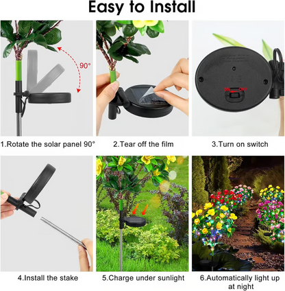 EverGlow Memorial Garden Bloom Lights – Solar Powered Outdoor Flower Stakes (4 Pack)