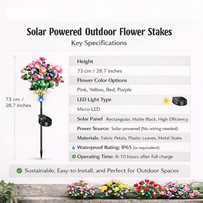 EverGlow Memorial Garden Bloom Lights – Solar Powered Outdoor Flower Stakes (4 Pack)