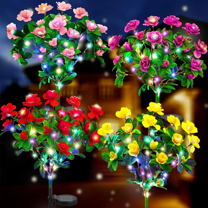 EverGlow Memorial Garden Bloom Lights – Solar Powered Outdoor Flower Stakes (4 Pack)