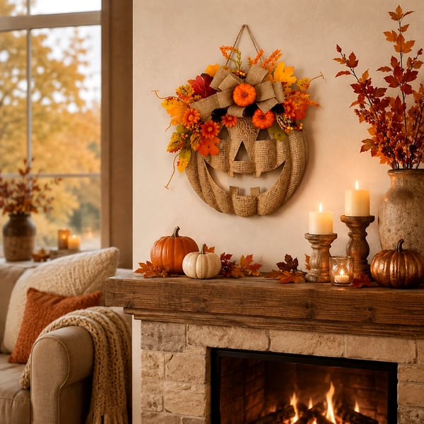 🔥Halloween Early Bird Sale🎃Lighted Burlap Pumpkin Wreath