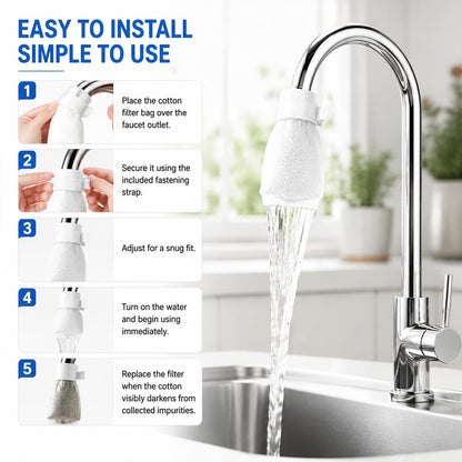 Faucet Filter Cotton Bags - Universal, 100 PCS Splash-Proof Faucet Filter 🌟Set
