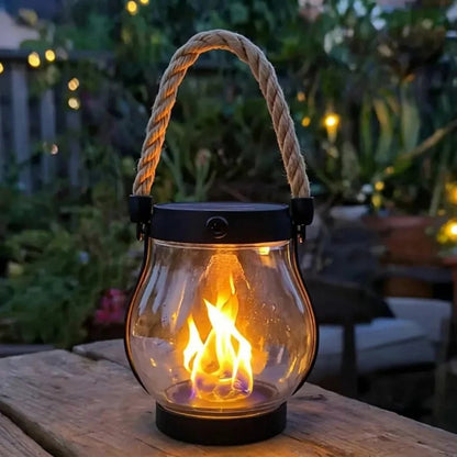 🔥Last Chance Before They're Gone! Solar Flame Lanterns – No Wiring, Auto-On at Dusk!