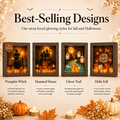 🔥Halloween Early Bird Sale🎃DIY Lighted Halloween Shadow Box Kit – Warm LED Fall Decor & Easy Seasonal Craft