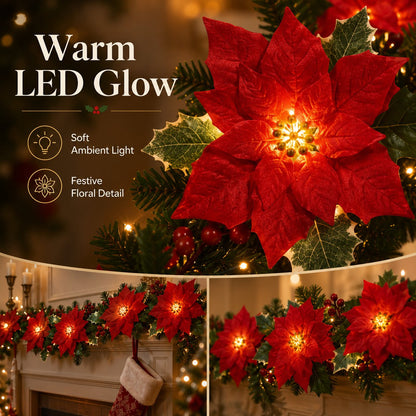 🎄5K+ people purchased it in the past week.✨ Christmas Poinsettia LED Garland String Lights