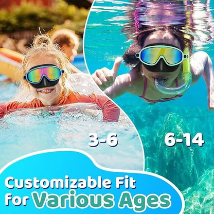 🏊‍♀️-HD children's large frame waterproof and anti-fog swimming goggles