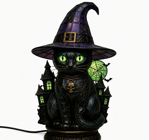🔥 50% OFF——Magical Black Cat Witch Lamp 🐈‍⬛✨