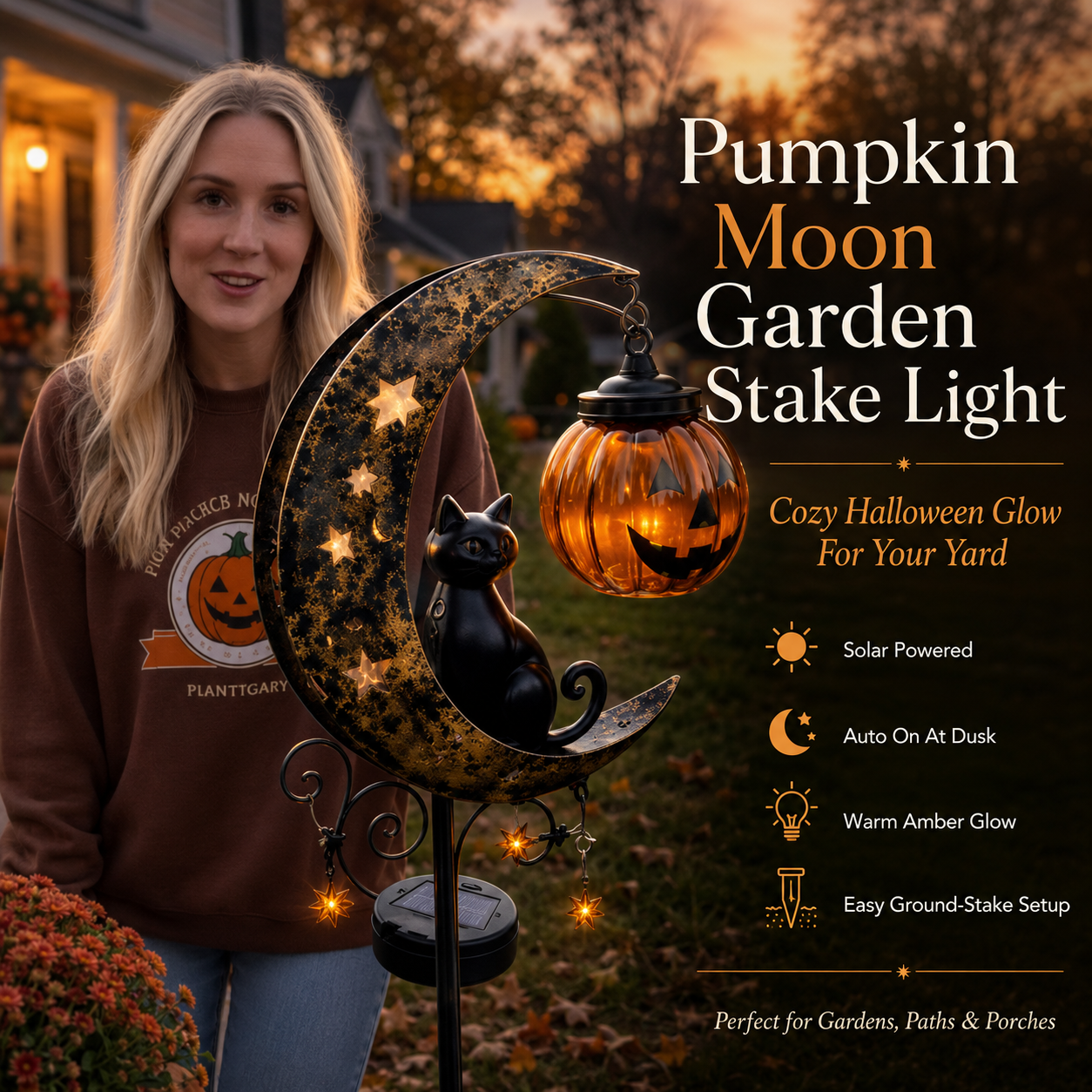 🎃Halloween Early Bird Special Sale 49% OFF-Pumpkin Moon Garden Stake Light