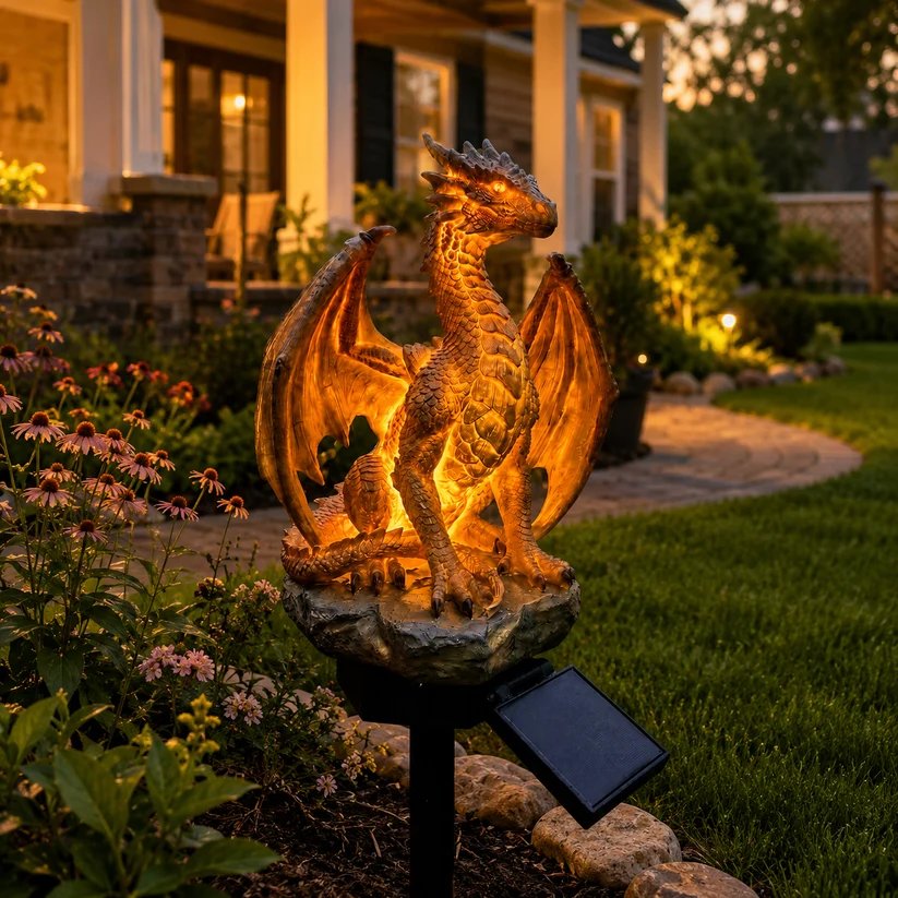 Solar Dragon Garden Light Set Outdoor Decor