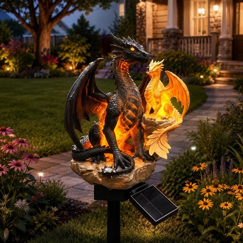 Solar Dragon Garden Light Set Outdoor Decor
