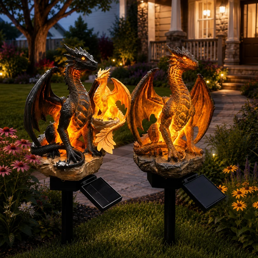 Solar Dragon Garden Light Set Outdoor Decor