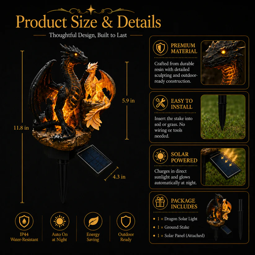 Solar Dragon Garden Light Set Outdoor Decor