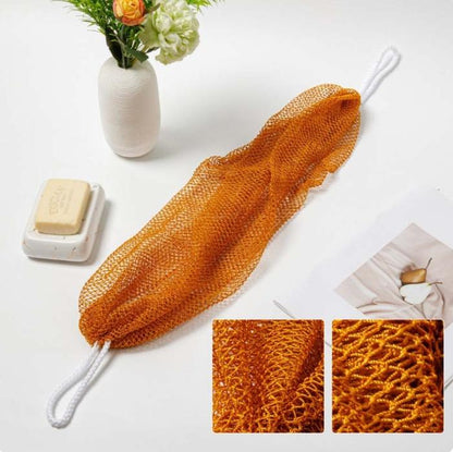 Multi-colored, Extra-long, Stretchy Bath Mesh – Exfoliating Back-Scrubbing Towel with Dual Hanging Loops