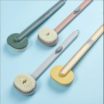 Long-Handled Back Scrubber with Built-in Soap Dispenser – Soft-Bristle Exfoliating Bath Brush