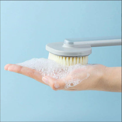 Long-Handled Back Scrubber with Built-in Soap Dispenser – Soft-Bristle Exfoliating Bath Brush
