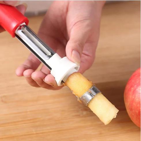 Push Out Fruit Core Easily! 2-in-1 Peeler & Corer For Apple & Pear