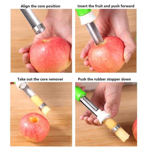 Push Out Fruit Core Easily! 2-in-1 Peeler & Corer For Apple & Pear