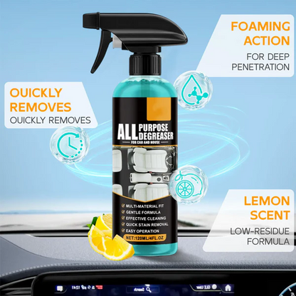 All-Purpose Degreaser Cleaner, Heavy-Duty Stain Remover Spray for Car Interior & Home, Lemon Scent 120ml Kit