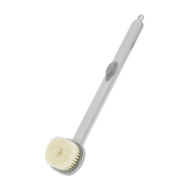 Long-Handled Back Scrubber with Built-in Soap Dispenser – Soft-Bristle Exfoliating Bath Brush